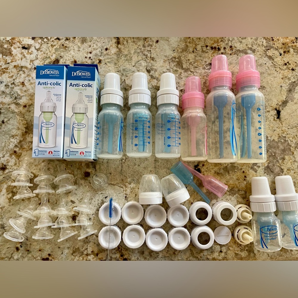 Dr Brown Bottle Lot Premie & 4 oz Nipples Parts